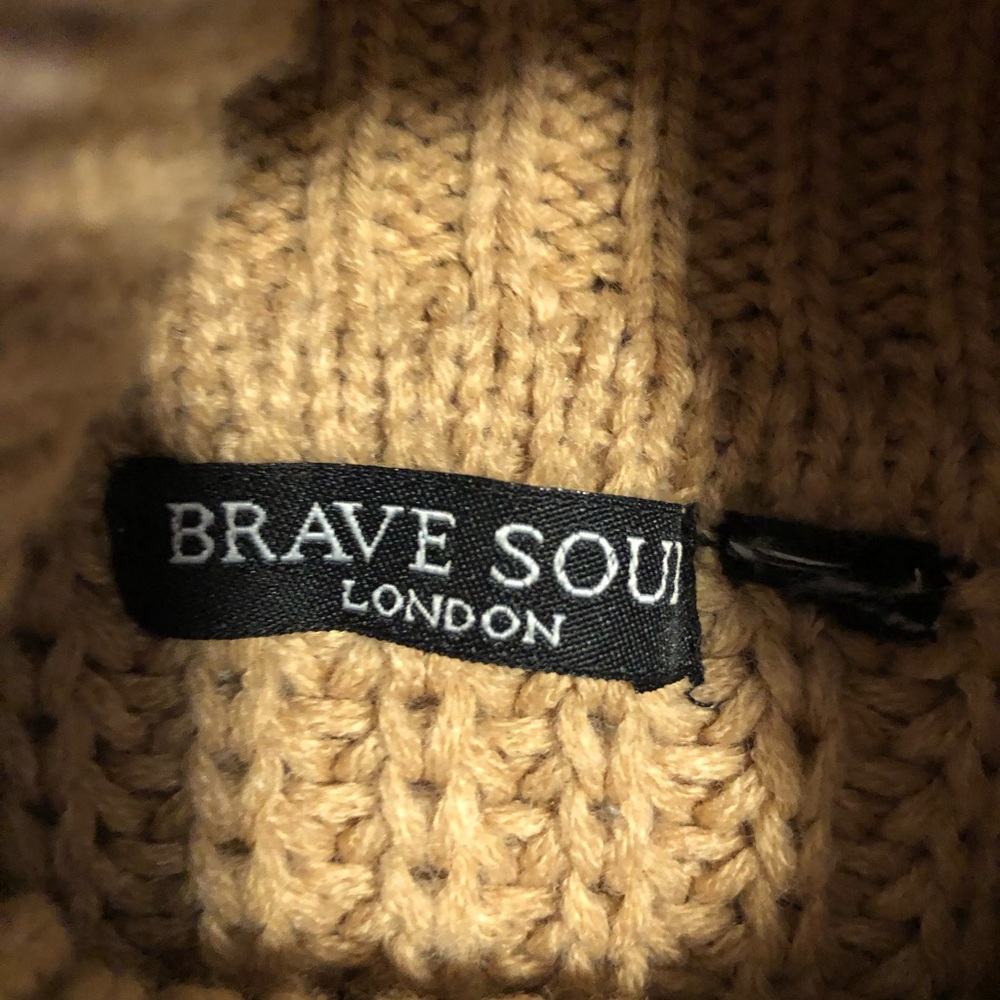 Brave Soul Camel Cable Knit Turtleneck Sweater Dress - Picture 4 of 6